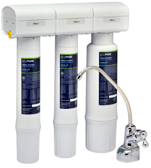 Water Purifier Filtration System includes 3 filters and chrome faucet